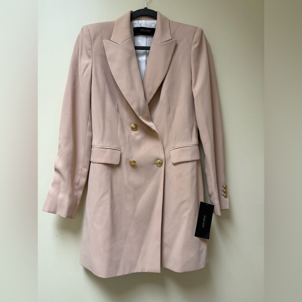 NWT;Zara  Zara Basic Collection double-breasted long-line blazer🌸